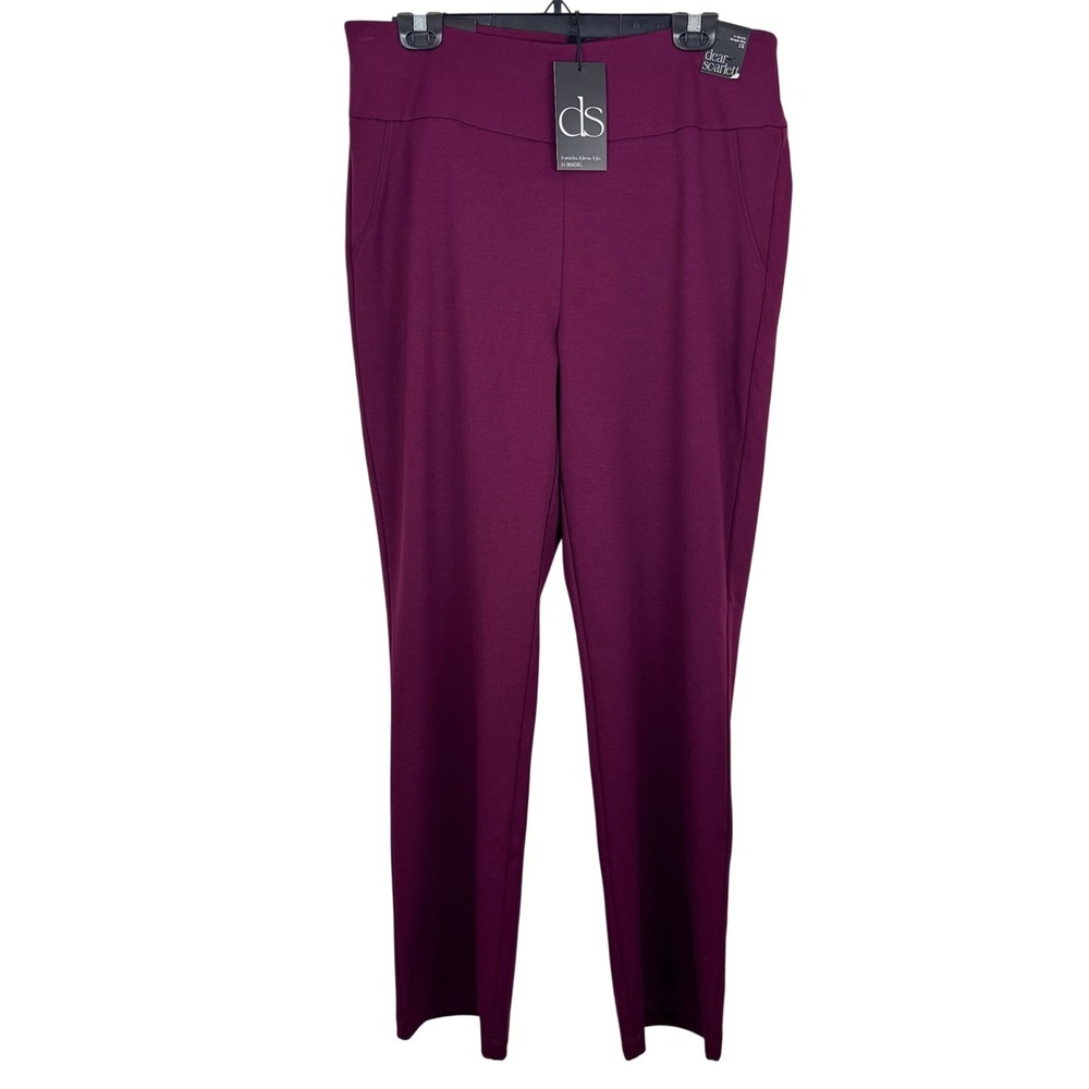 Dear Scarlett Its MAGIC Straight Slim Pants Wine Burgundy High Rise Plus Size 1X